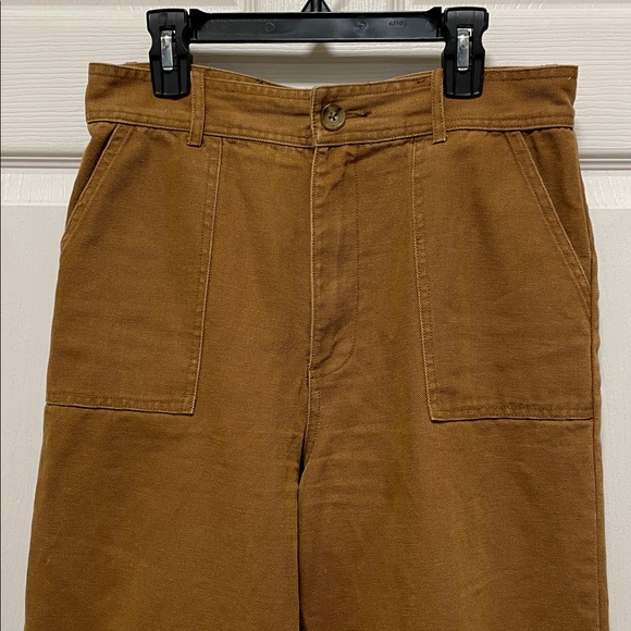 FRYE | Nadia | High-Rise | Wide-Leg |Cropped |Canvas Pants | Nutmeg | Size 27 - Picture 3 of 16